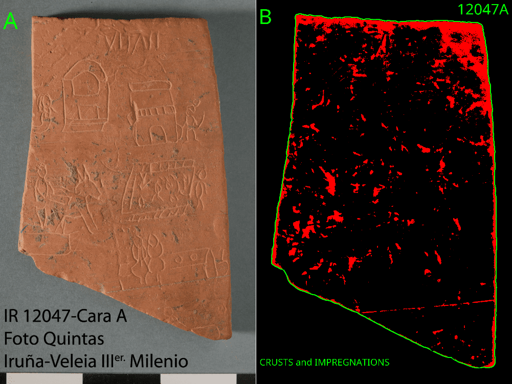Óstracaen luz visible / Costras e impregnaciones en óstracon IR120478A