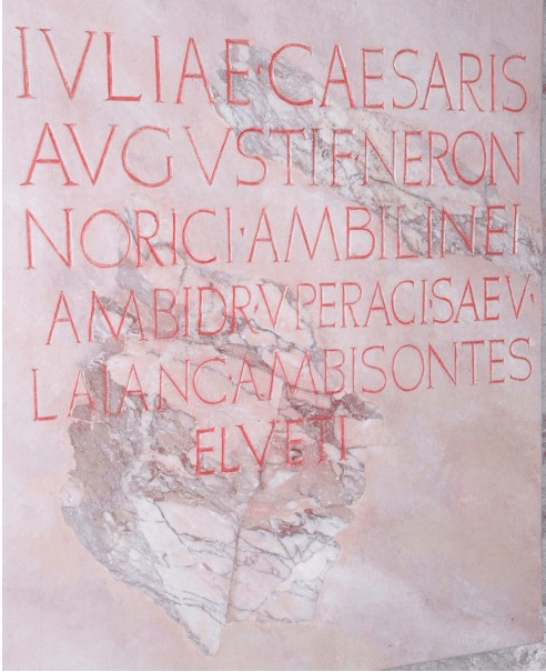 Inscripción romana dedicada a Julia, hija de César Augusto y de Nerón, tomada de la base de datos Epigraphik-Datenbank Clauss / Slaby (EDCS).