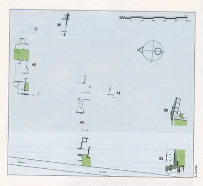 Plano general del yacimiento de Las Ermitas con la representación de las estructuras excavadas durante la intervención arqueológica.