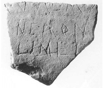 Fragmento cerámico con inscripción “NERON LAME”, tomado de la base de datos Epigraphik-Datenbank Clauss / Slaby (EDCS).